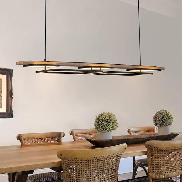 Linear wood chandelier sales