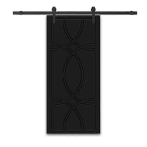 24 in. x 80 in. Black Stained Composite MDF Paneled Interior Sliding Barn Door with Hardware Kit