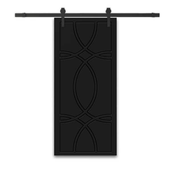 CALHOME 24 in. x 80 in. Black Painted Composite MDF Sliding Barn Door with Hardware Kit