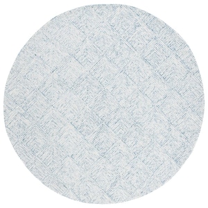 Abstract Blue/Ivory 6 ft. x 6 ft. Marle Diamond Chevron Round Area Rug