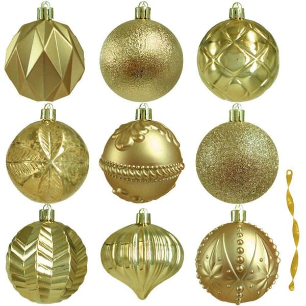 Home Accents Holiday 80 mm Assortment Ornament in Gold (75-Count)