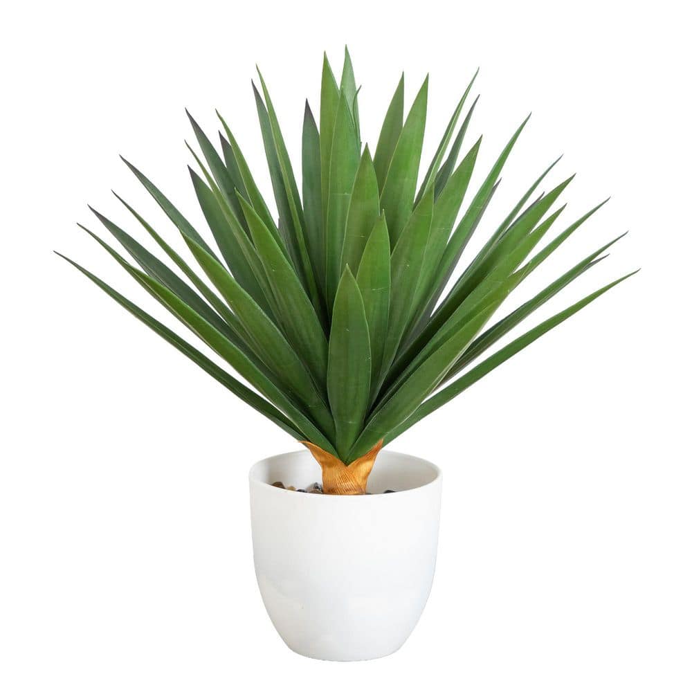 17 in. UV Resistant Artificial Agave Plant in White Planter (Indoor/Outdoor) price history on PriceWatchPro