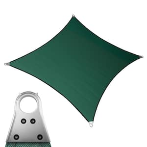 Super Ring 16 ft. x 16 ft. Sun Shade Sail with Hardware Kit and Cable-Green