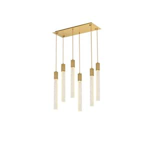 Timeless Home 32 in. 6-Light Sat in. Gold Pendant Light