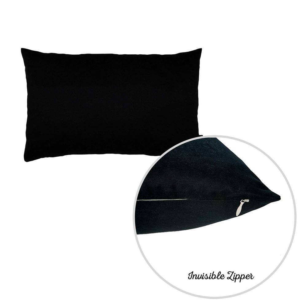 Black Polyester Lumbar Pillow Covers Set of 2