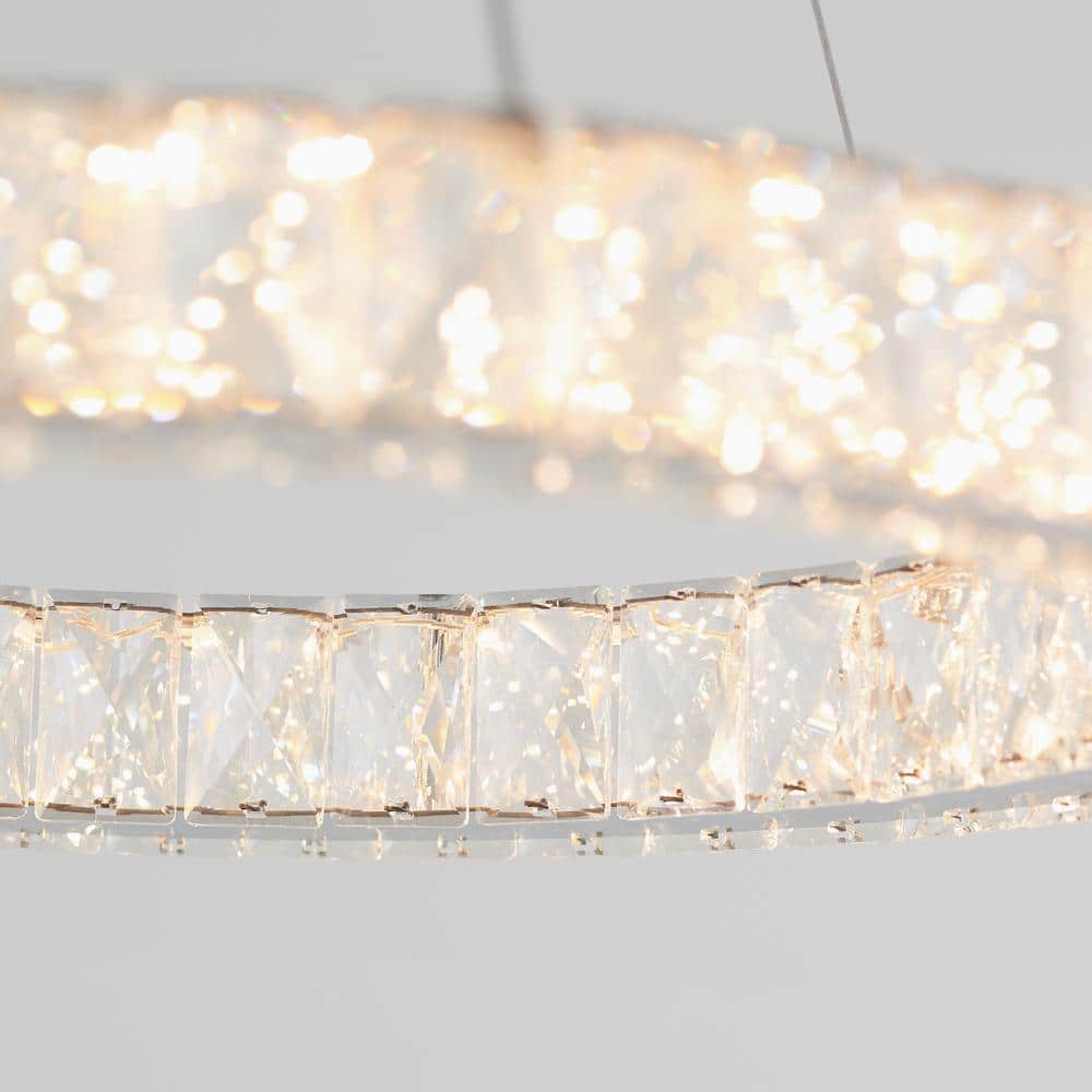 Celebrity 20-Watt Chrome Crystal LED Pendant Light Fixture