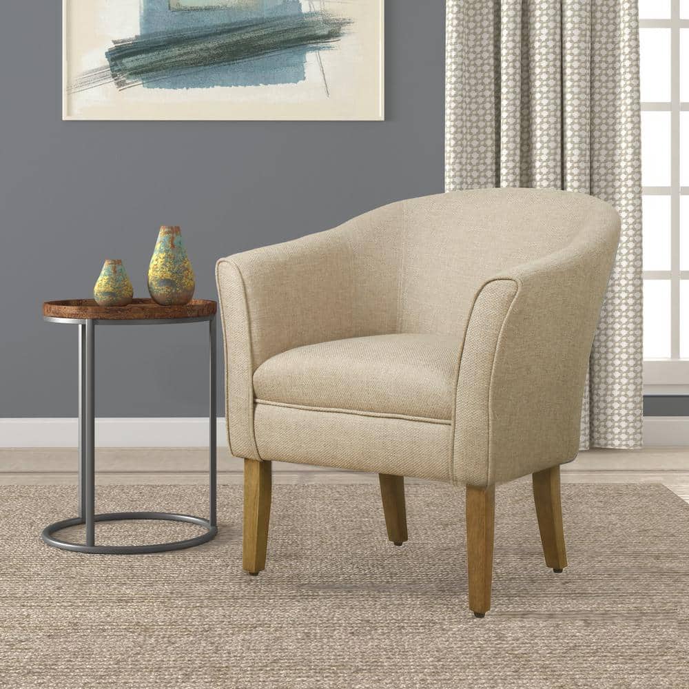 Homepop Chunky Barrel Shaped Flax Brown Textured Accent Homepop Chunky Barrel Shaped Flax Brown Textured Accent