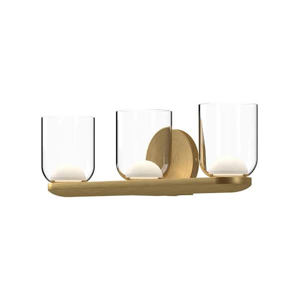 KUZCO Cedar 20-in 1 Light 25-Watt Brushed Gold/Clear Integrated LED Vanity Light
