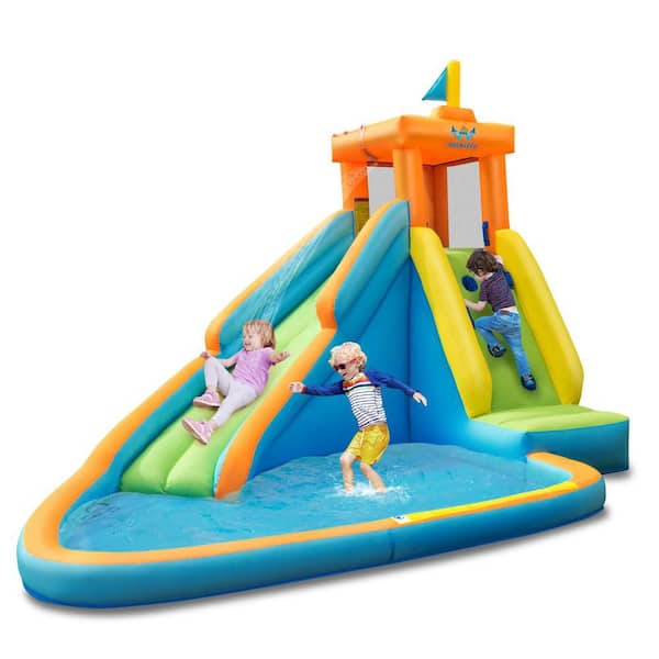 Kids Bounce House Castle Splash Water Pool Without Blower With Slide