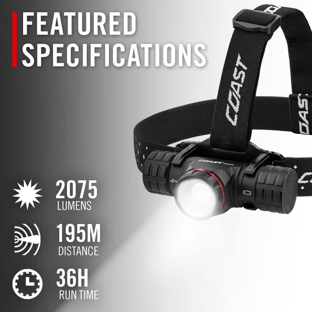 Black Adjustable Rechargeable LED Headlamp with Magnetic Base
