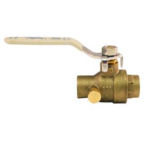 1/2 in. Brass SWT x SWT Ball Valve with Waste Solder Full-Port
