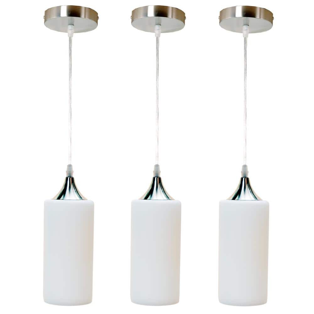 1-Light Cylinder Nickel Hand Blown Opaque Glass Shade Pendant (Pack of 3) price history on PriceWatchPro
