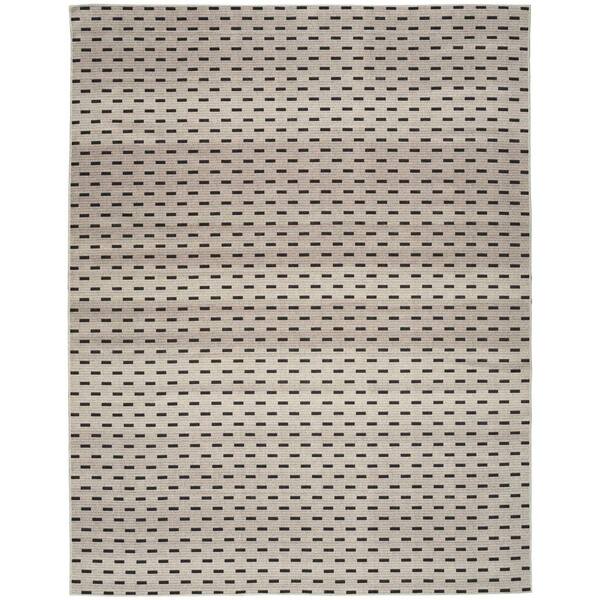 8 ft. x 10 ft. Black and Ivory Abstract Power Loom Washable Non Skid Area Rug