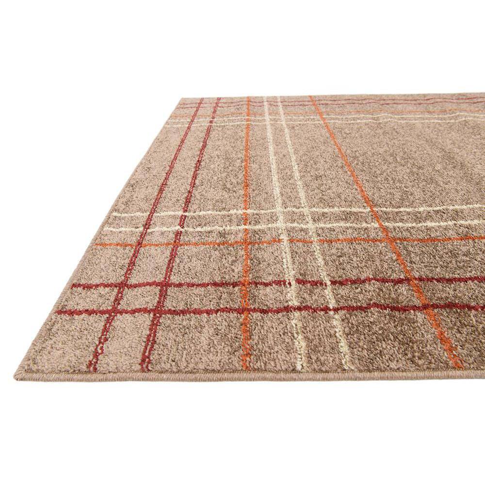 Light Brown Geometric Low Pile Area Rug 5' x 8'