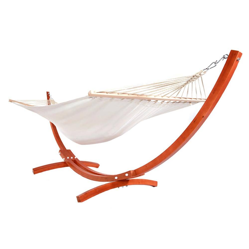 Amber Yellow Oversized Wooden Arc Hammock Stand