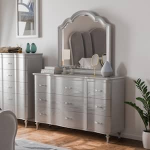 Seabliss Silver Glam 9 Drawer 62 in. Wide Dresser With Mirror