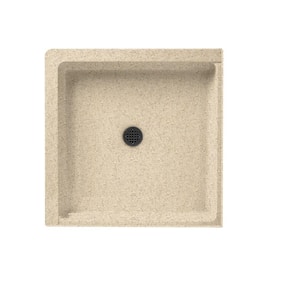 36 in. L x 36 in. W Alcove Shower Pan Base with Center Drain in Bermuda Sand