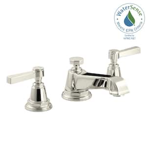 Pinstripe 8 in. Widespread 2-Handle Bathroom Faucet with Lever Handles in Vibrant Polished Nickel
