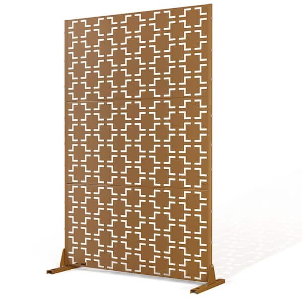 TUYOHW 72 in. H x 47 in. W Metal Privacy Screen for Deck Patio Balcony Garden,Freestanding Decorative Privacy Screen and Panels