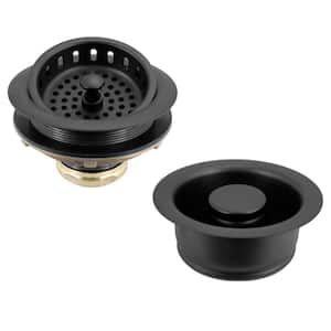Post Style Kitchen Strainer with Waste Disposal Flange and Stopper Drain Set, Matte Black