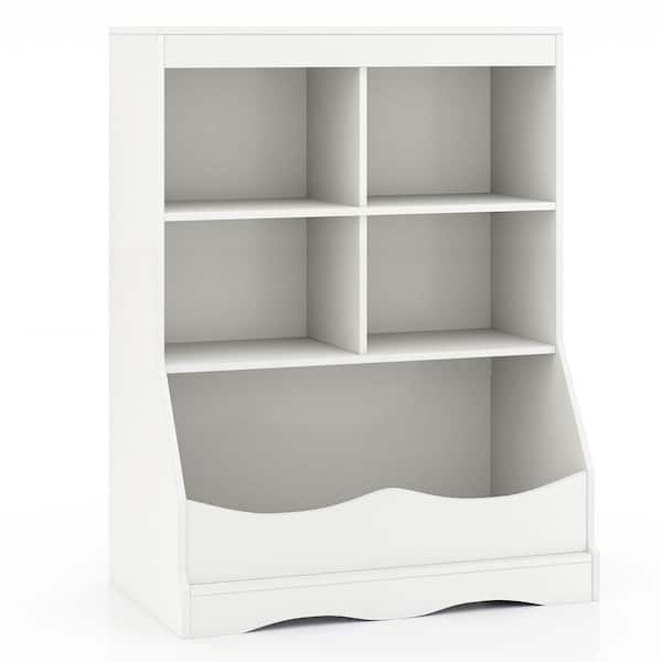Costway 3-Tier White Children's Multi-Functional Bookcase Toy Storage Bin Floor Cabinet