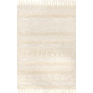 Arvin Olano Chandy Textured Wool Cream 12 ft. x 15 ft. Indoor/Outdoor Patio Rug