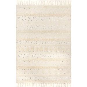 Arvin Olano Chandy Textured Wool Area Rug Ivory 7 ft. 6 in. x 9 ft. 6 in. Area Rug