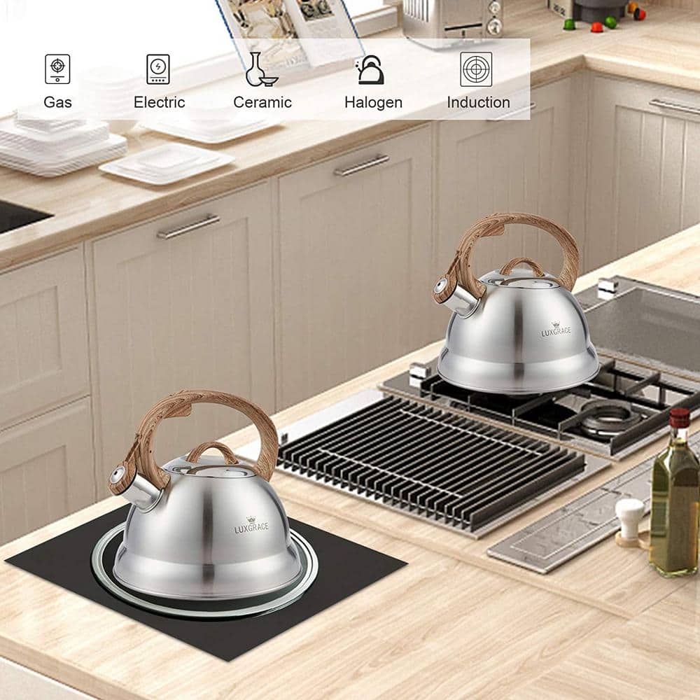 2.3 Qt Stainless Steel Whistling Tea Kettle with Wood Handle