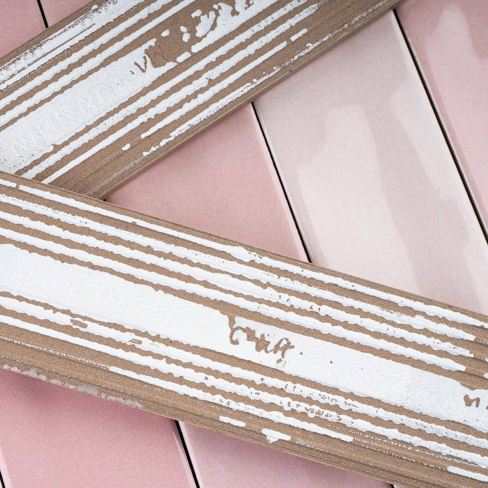 Rosa Pink Polished Ceramic Subway Wall Tile 2x9