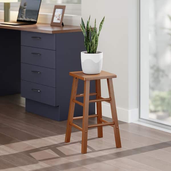 Carrick 24 in. Wood Counter Stool in Teak Finish