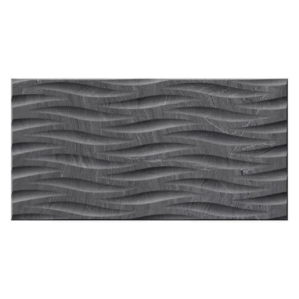 Apollo Tile Sculpt 12.6 in. x 24.6 in. Black Porcelain Matte Wall and Floor Tile (10.76 sq. ft./case) 5-Pack
