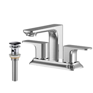 Venda Centerset 2-Handle 2-Hole Bathroom Faucet with Matching Pop-up Drain in Chrome