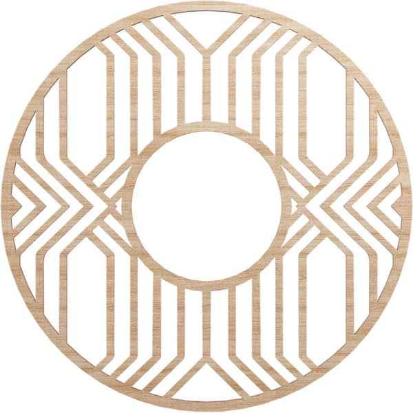 Ekena Millwork 24 in. x 24 in. x 1/4 in. Empire Wood Fretwork Pierced Ceiling Medallion, Alder