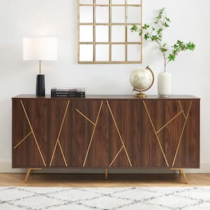 Jaagruti Dark Walnut Wood 63 in. Sideboard with 3-Doors