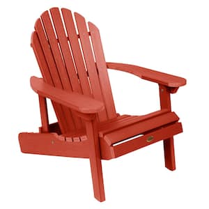 Hamilton Rustic Red Folding and Reclining Plastic Adirondack Chair