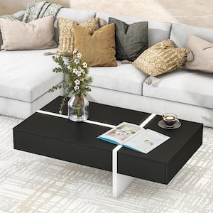 45.2 in. Contemporary Black Rectangle Shape Wood Coffee Table for Living Room,Center Table for Sofa