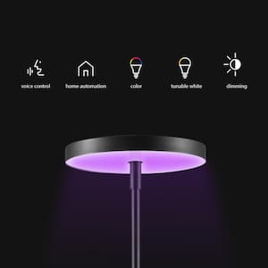 36-Watt Wi-Fi Smart Black Multicolor Changing RGB Tunable White LED Integrated Floor Lamp, No Hub Required