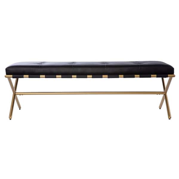 Southern Enterprises Chrystie Black Bench (17.75 in. H x 54 in. W x 17.5 in. D)