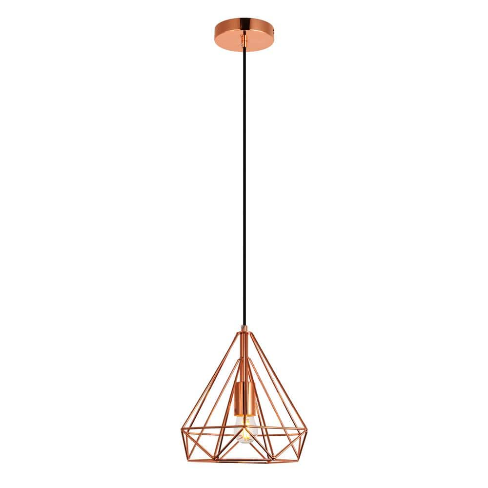 Timeless Home Jacey 1-Light Pendant in Copper with 9.8 in. W x 9.3 in. H Sh