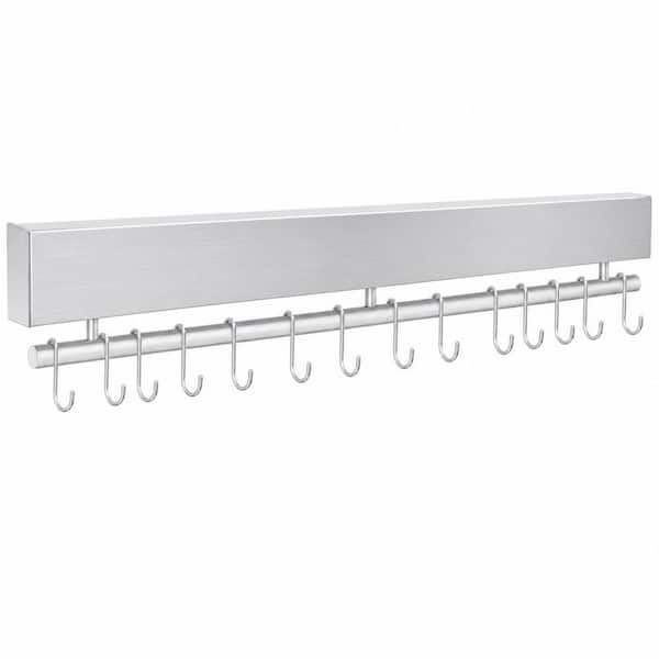 17 in. Stainless Steel Magnetic Knife Holder, Holds 10-Knives, No-Drill Hooks, Waterproof Alternative to Knife Block