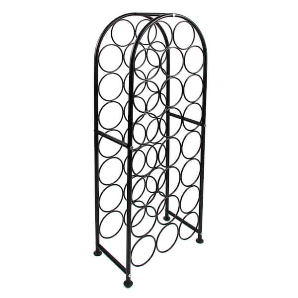 23-Bottle Black 12.6 in. Arched Freestanding Floor Metal Wine Rack, Wine Bottle Holders Stands for Kitchen, Dining Room