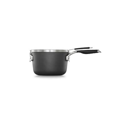 Select Space Saving 3.5 qt. Hard-Anodized Aluminum Nonstick Sauce Pan in Black with Glass Lid