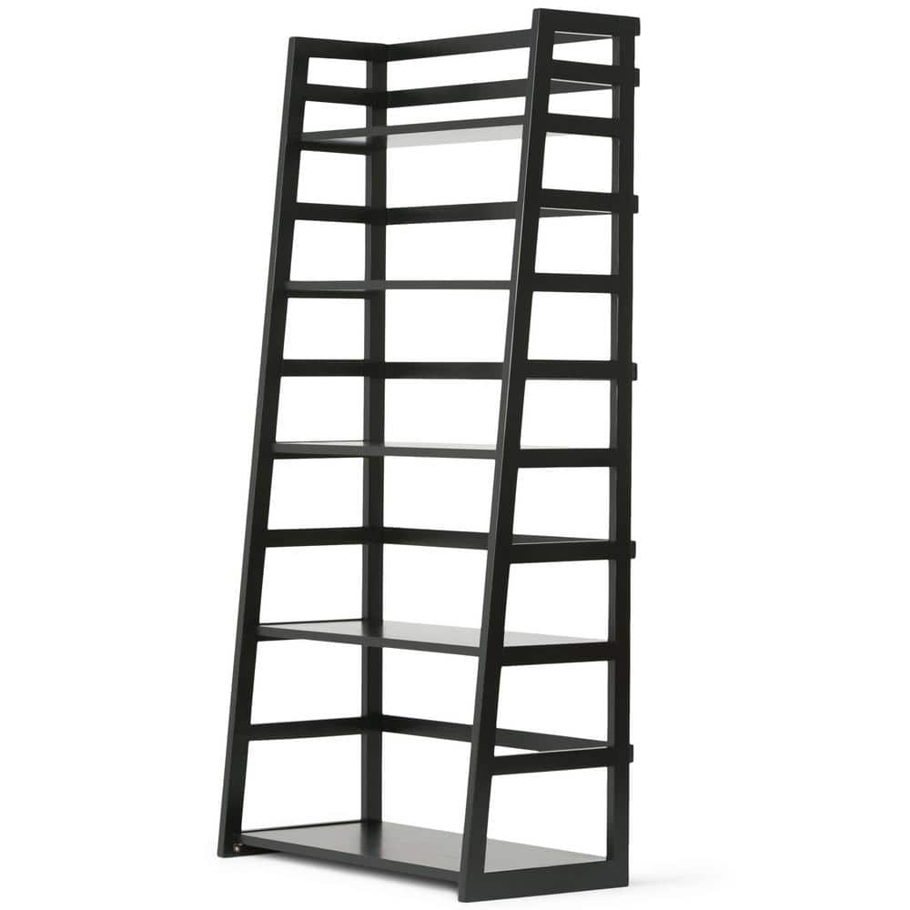 Acadian Solid Wood 30" Transitional Black Ladder Shelf
