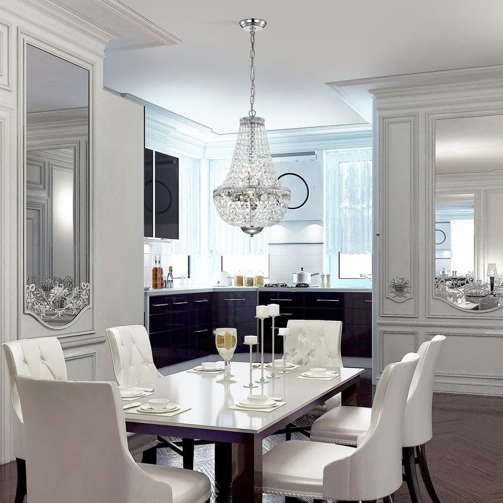 Empire Chrome Crystal 6-Light Candle Chandelier