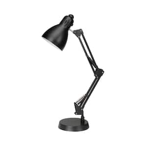 22.00 in. Black Adjustable Arm Desk Lamp with Metal Shade