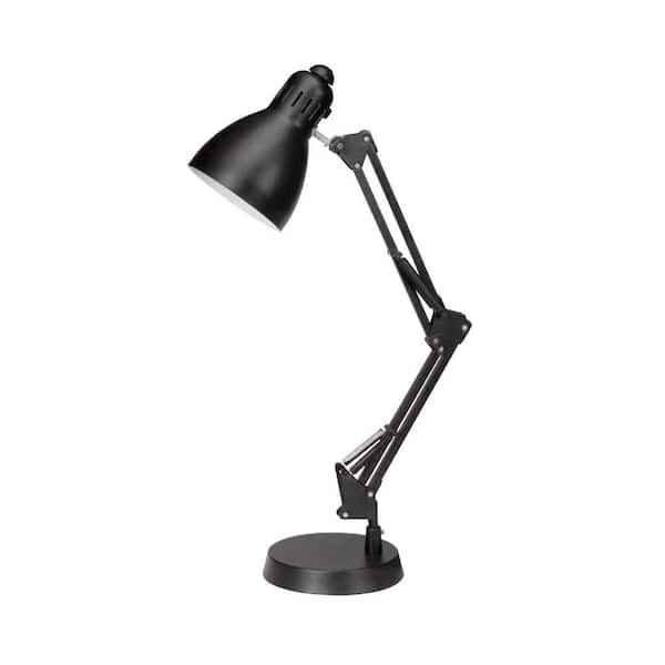 Hampton Bay 22.00 in. Black Adjustable Arm Desk Lamp with Metal Shade