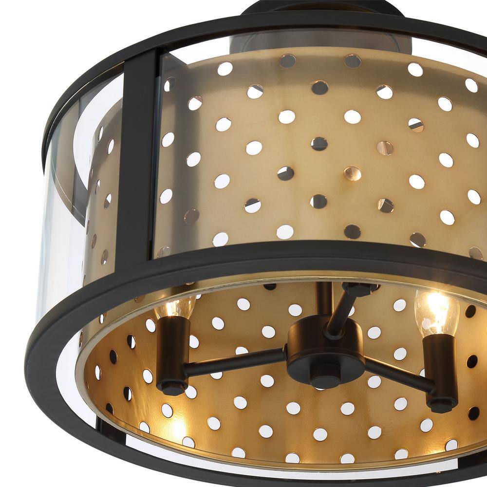 Grado Gold 3-Light Semi-Flush Mount with Glass Panel