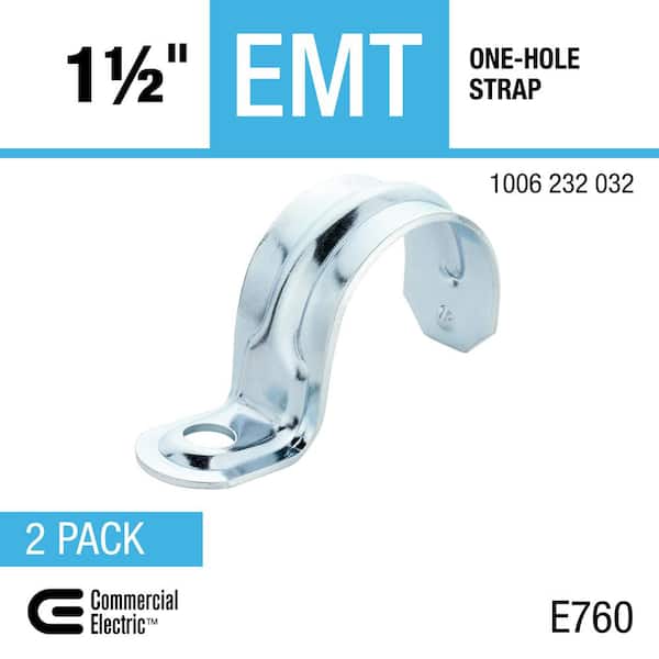 Commercial Electric - 1-1/2 in. Electrical Metallic Tubing (EMT) One-Hole Strap (2-Pack)