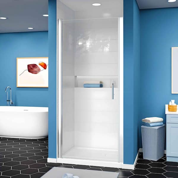 AZDHOME 34-35.9 in. W x 72 in. H Frameless Pivot Shower Door in Chrome with 1/4 in Thick Clear SGCC Tempered Glass