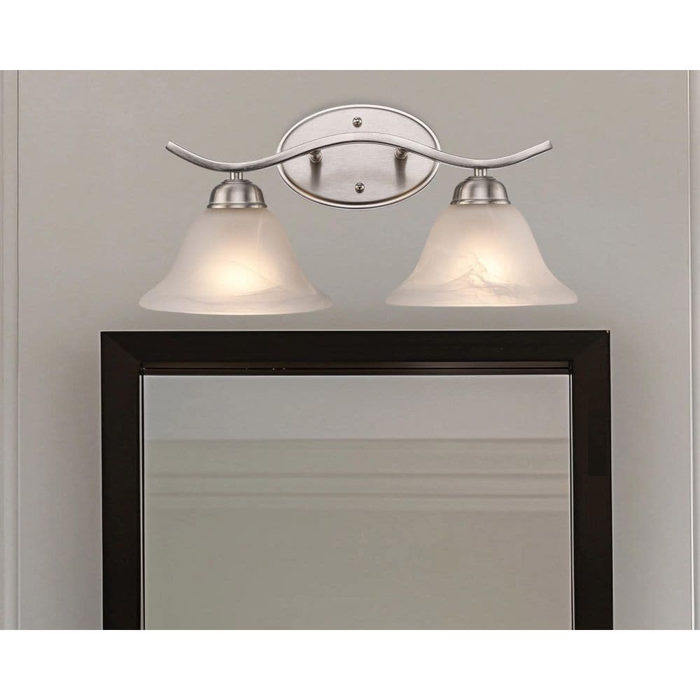 Hollyslope 17 in. 2-Light Brushed Nickel Bathroom Vanity Light Fixture with Marbleized Glass Shades price history on PriceWatchPro